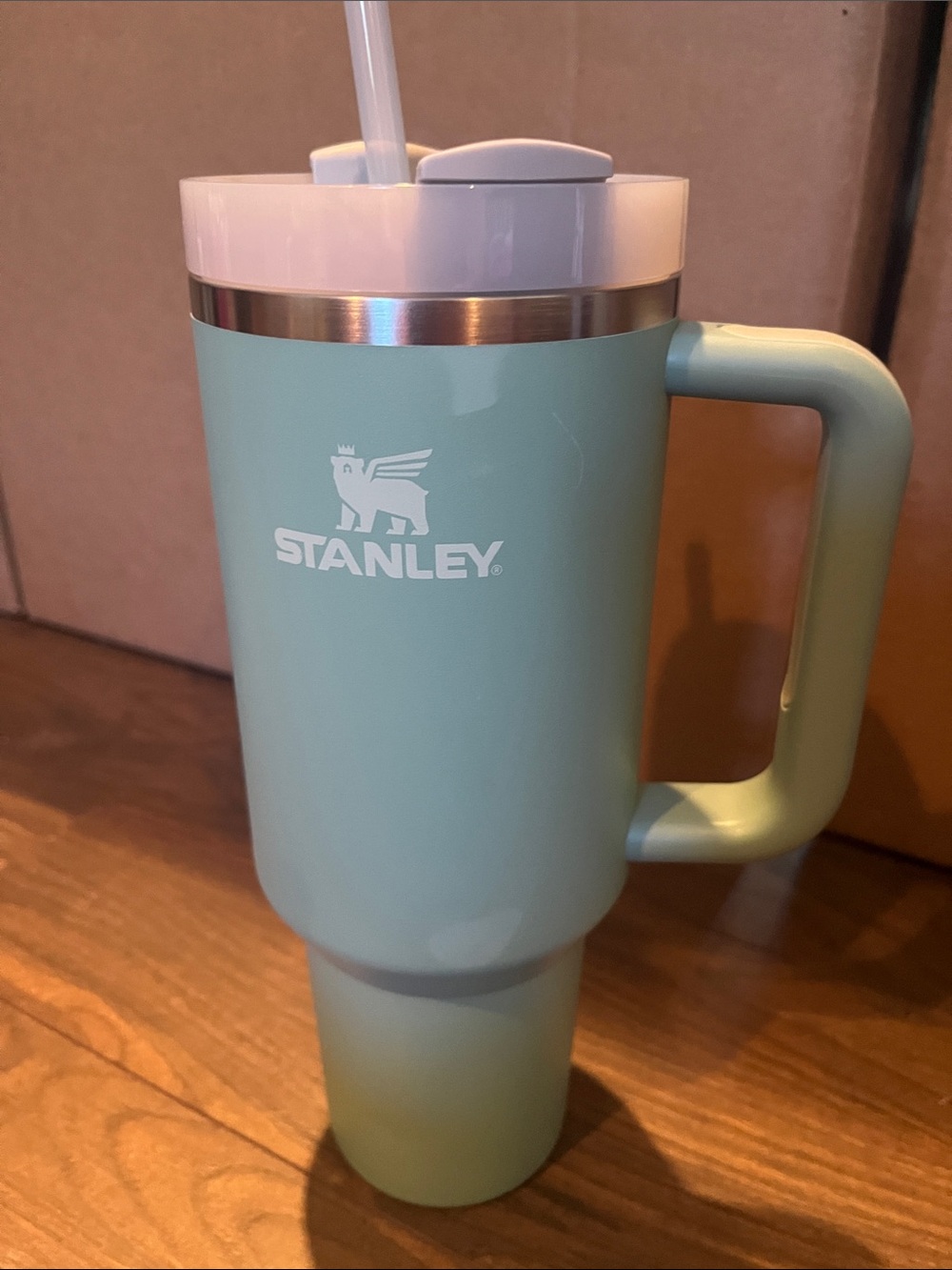Stanley Travel Mug in Sage Green with White Lid